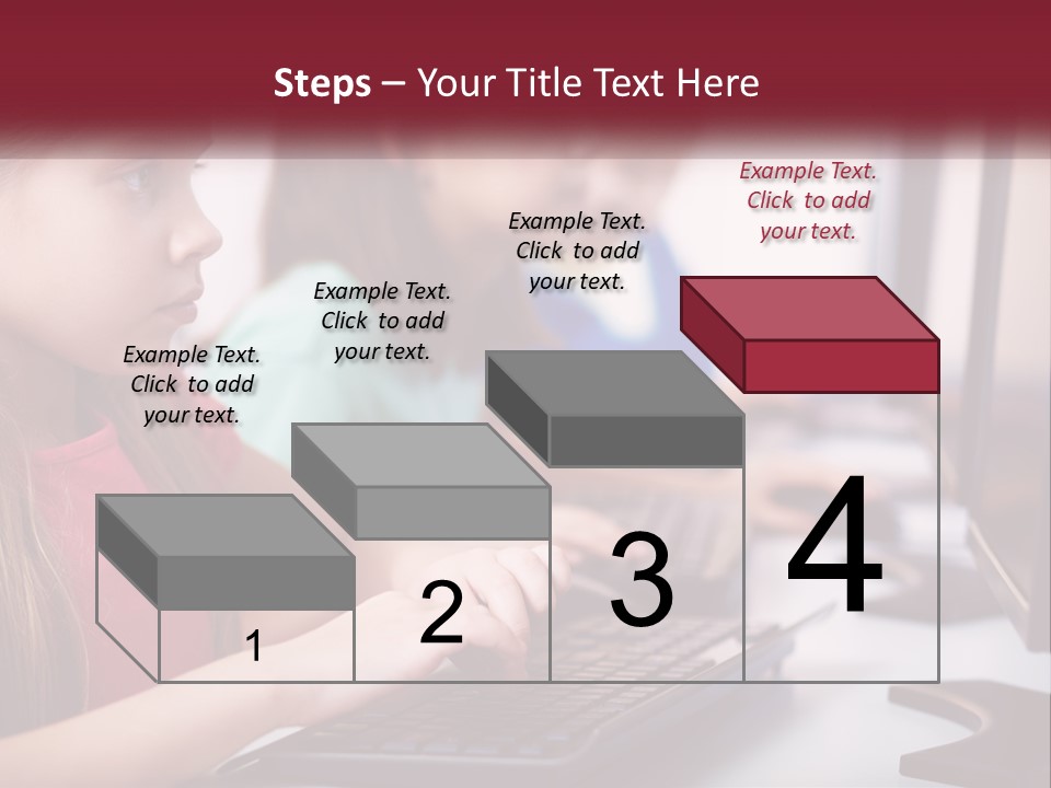 A Group Of Children Sitting At A Computer PowerPoint Template