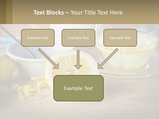 A Table Topped With A Bowl Of Lemons And A Cup Of Tea PowerPoint Template