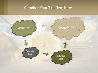 A Table Topped With A Bowl Of Lemons And A Cup Of Tea PowerPoint Template