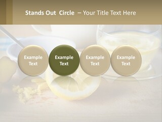 A Table Topped With A Bowl Of Lemons And A Cup Of Tea PowerPoint Template