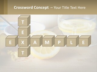 A Table Topped With A Bowl Of Lemons And A Cup Of Tea PowerPoint Template