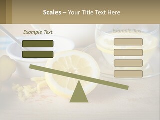 A Table Topped With A Bowl Of Lemons And A Cup Of Tea PowerPoint Template