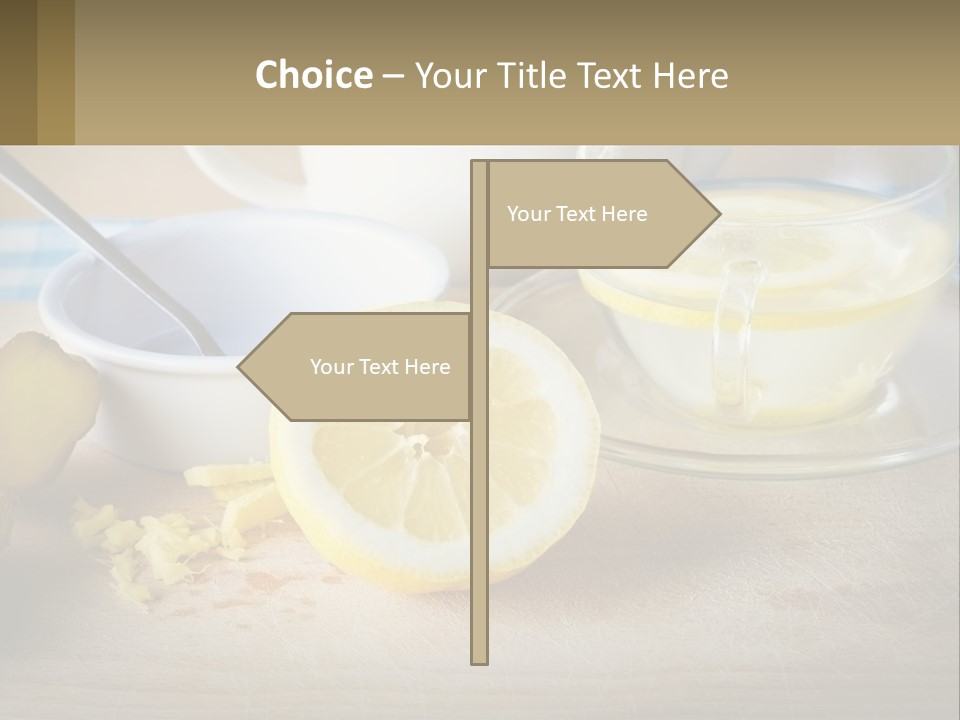 A Table Topped With A Bowl Of Lemons And A Cup Of Tea PowerPoint Template
