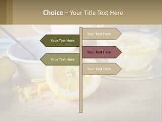 A Table Topped With A Bowl Of Lemons And A Cup Of Tea PowerPoint Template