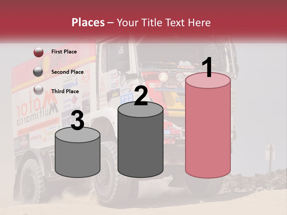 A Large Truck Driving Down A Sandy Road PowerPoint Template