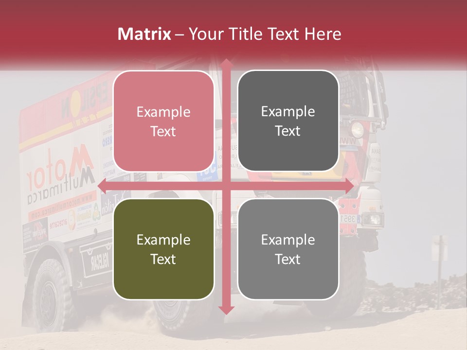 A Large Truck Driving Down A Sandy Road PowerPoint Template
