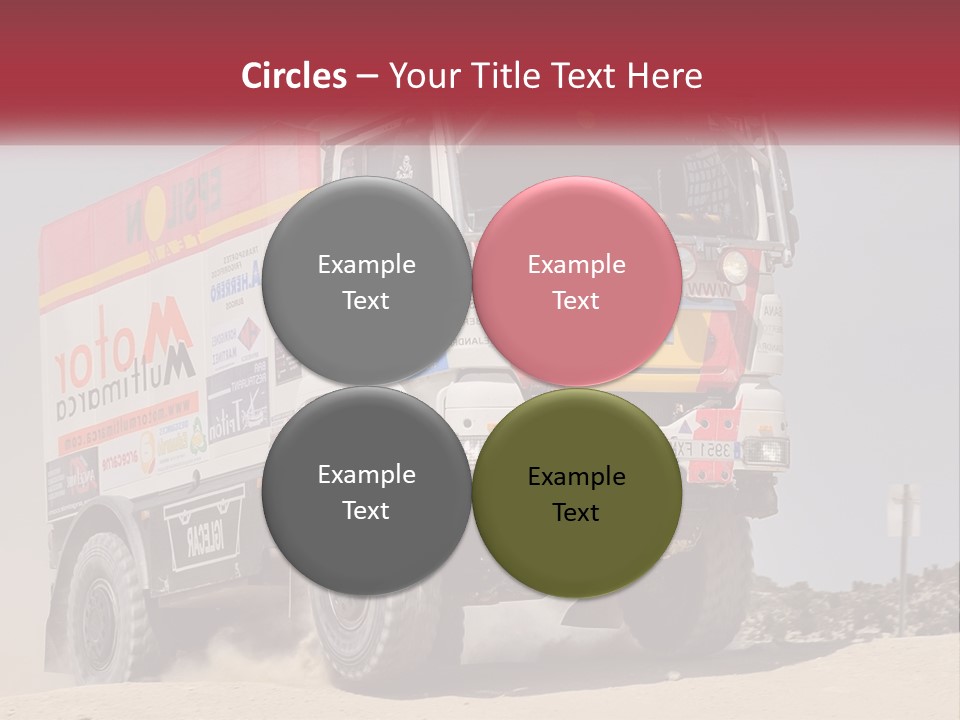 A Large Truck Driving Down A Sandy Road PowerPoint Template