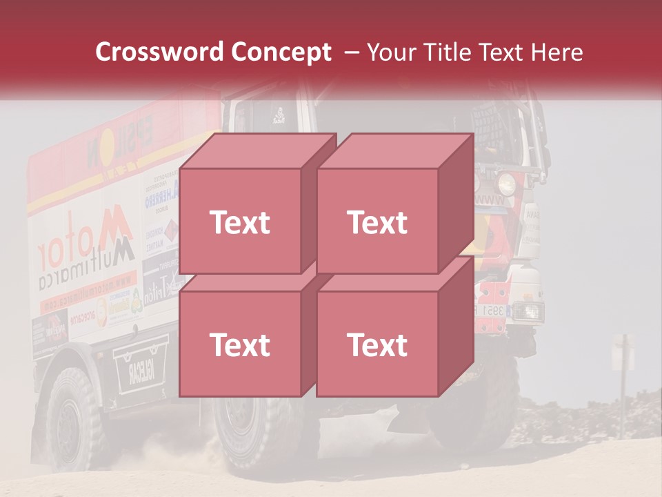 A Large Truck Driving Down A Sandy Road PowerPoint Template