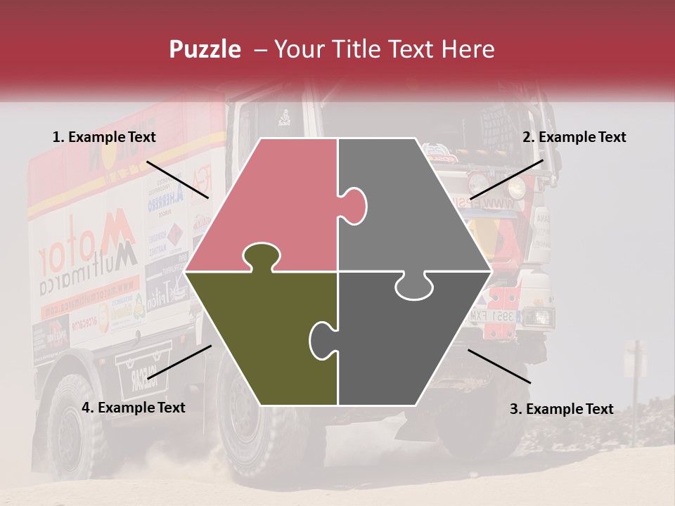 A Large Truck Driving Down A Sandy Road PowerPoint Template