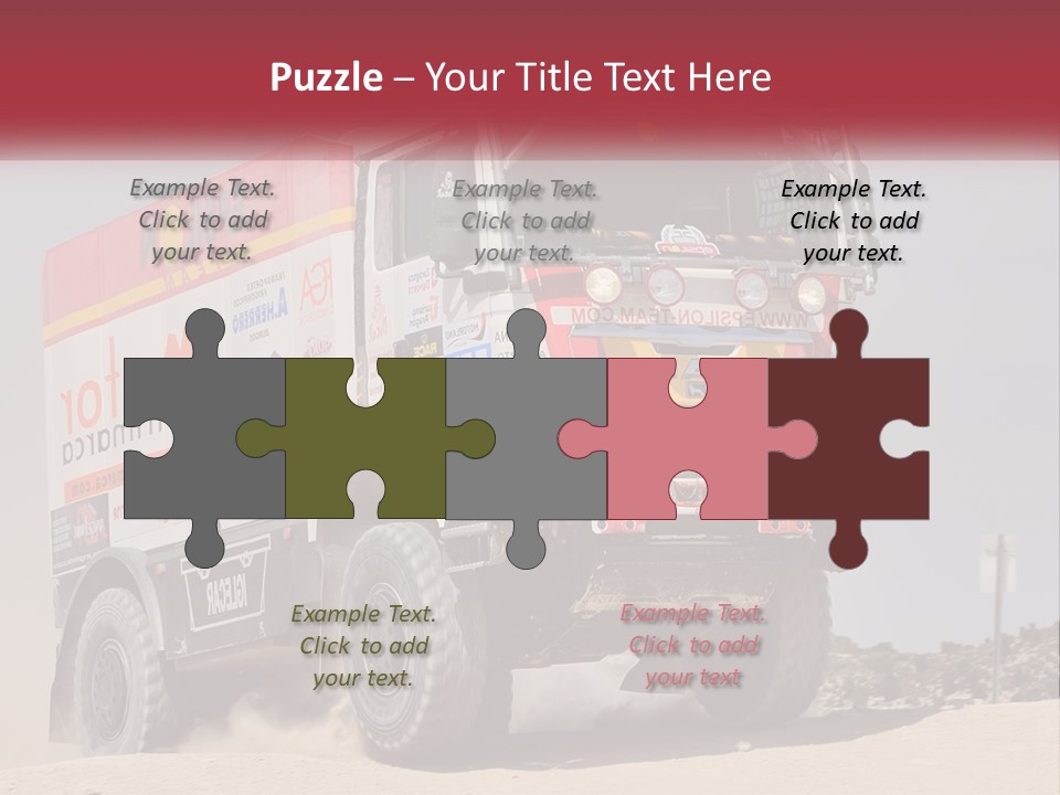A Large Truck Driving Down A Sandy Road PowerPoint Template