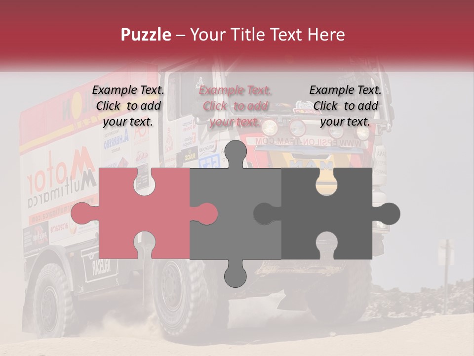 A Large Truck Driving Down A Sandy Road PowerPoint Template