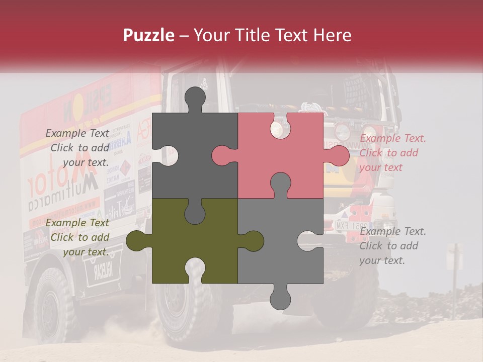 A Large Truck Driving Down A Sandy Road PowerPoint Template