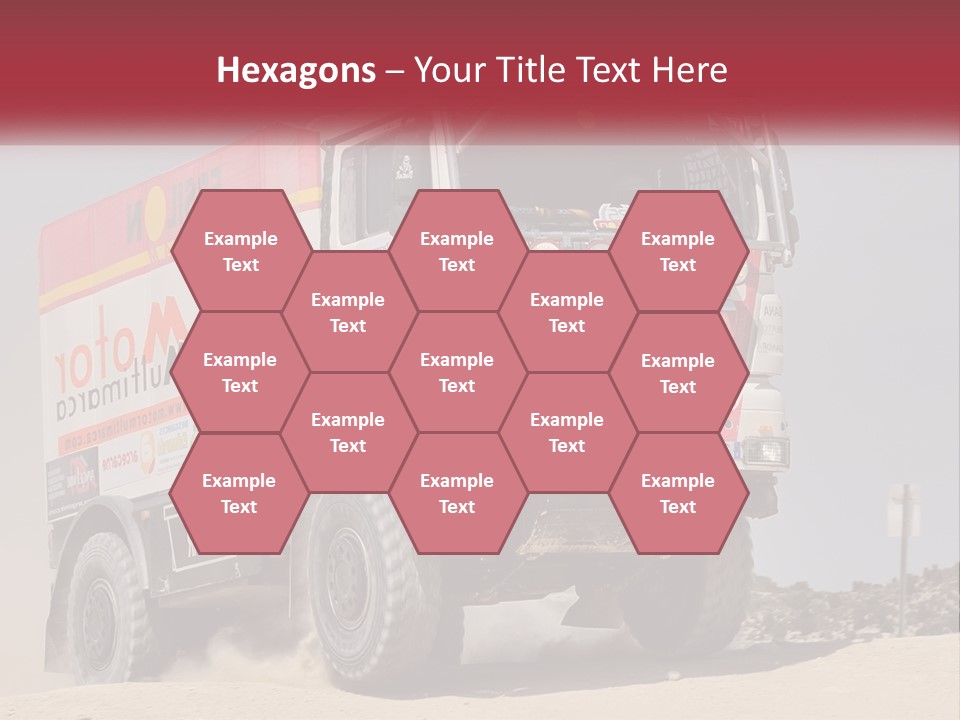 A Large Truck Driving Down A Sandy Road PowerPoint Template