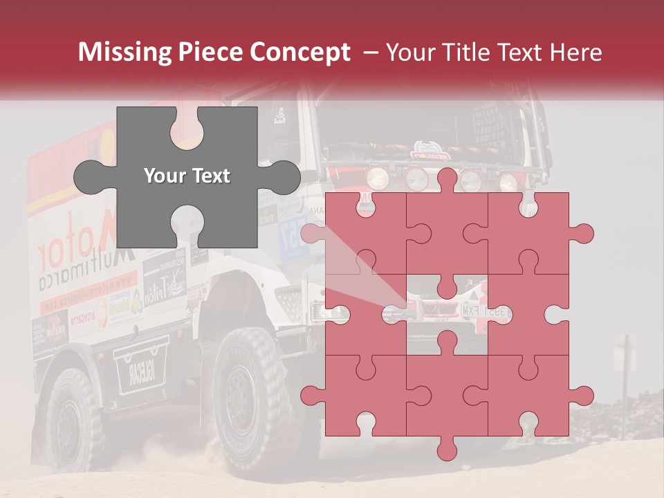 A Large Truck Driving Down A Sandy Road PowerPoint Template