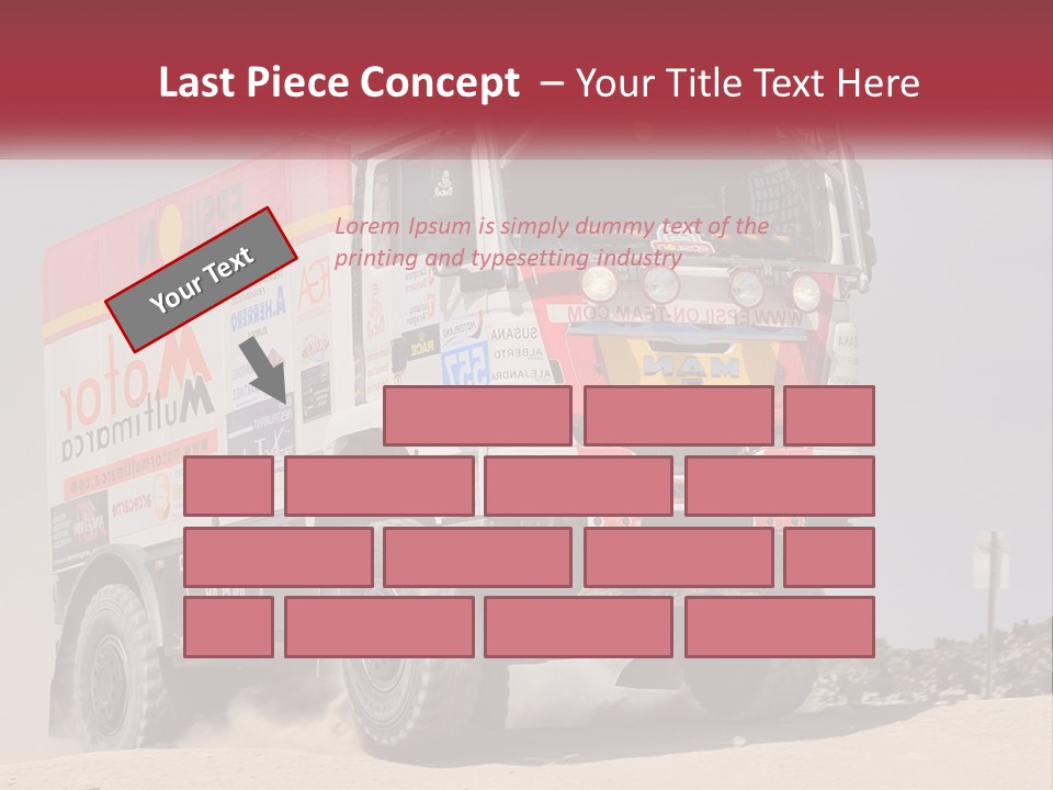 A Large Truck Driving Down A Sandy Road PowerPoint Template