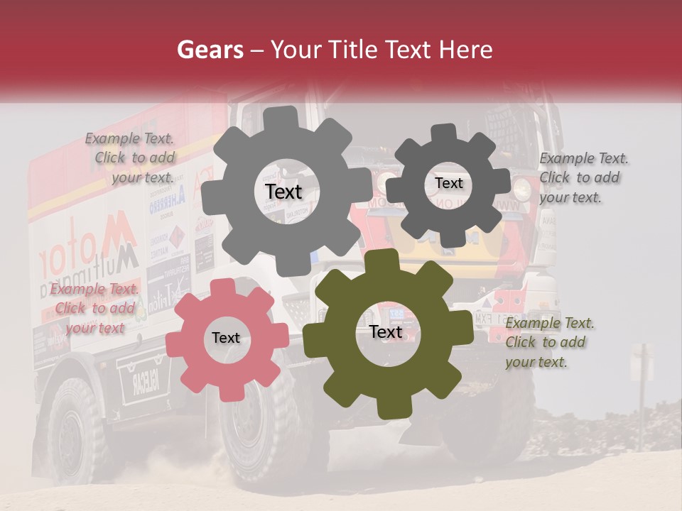 A Large Truck Driving Down A Sandy Road PowerPoint Template