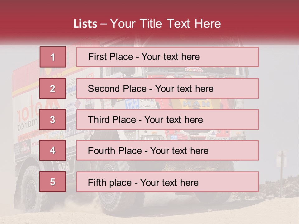 A Large Truck Driving Down A Sandy Road PowerPoint Template