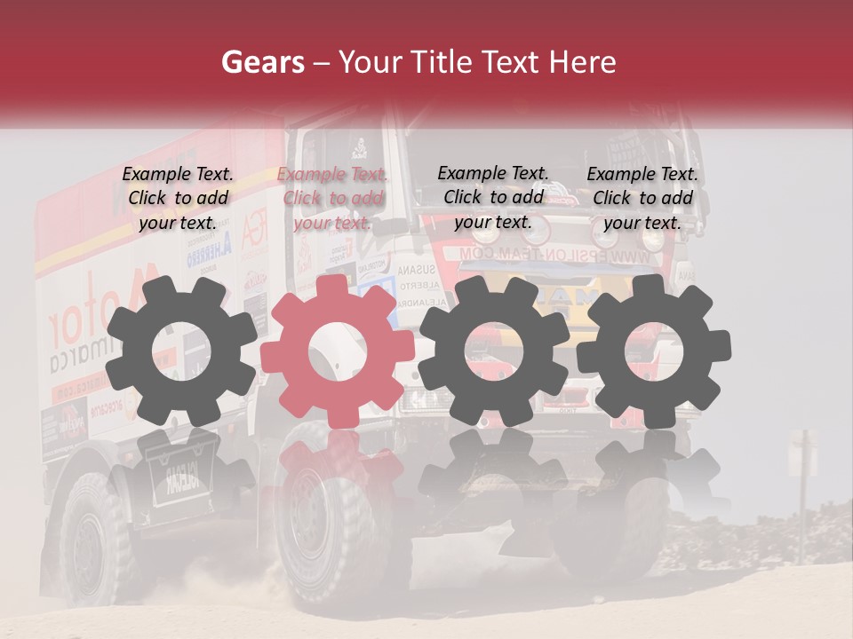 A Large Truck Driving Down A Sandy Road PowerPoint Template