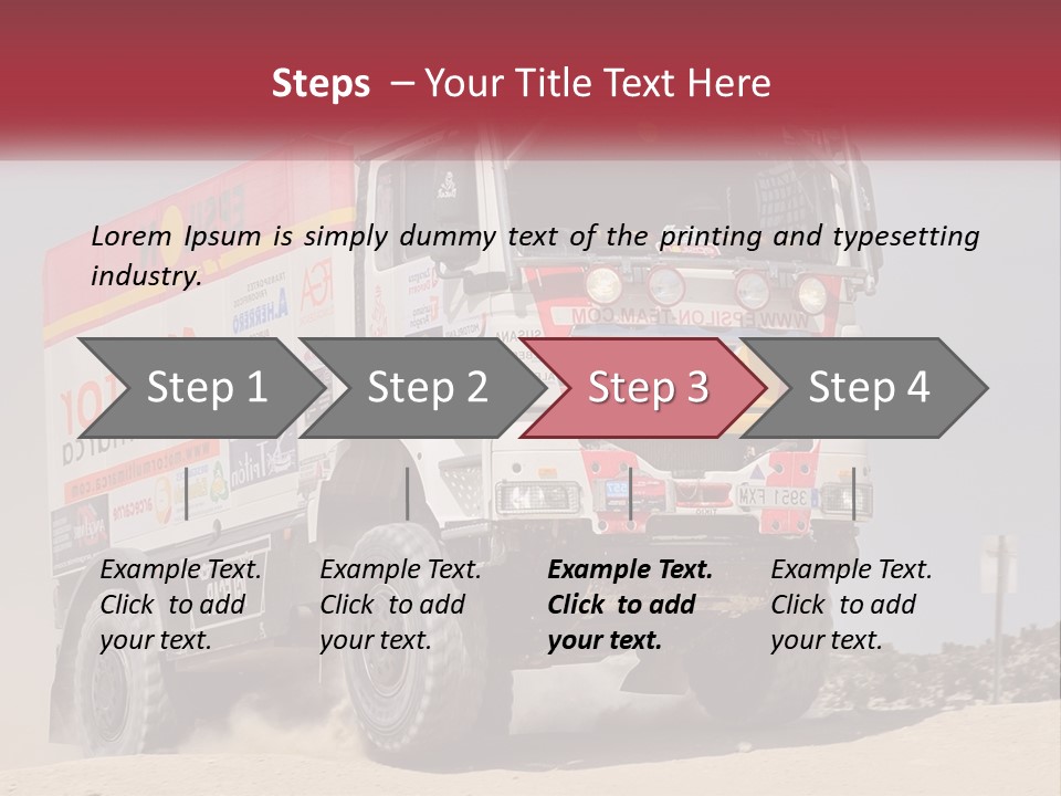 A Large Truck Driving Down A Sandy Road PowerPoint Template