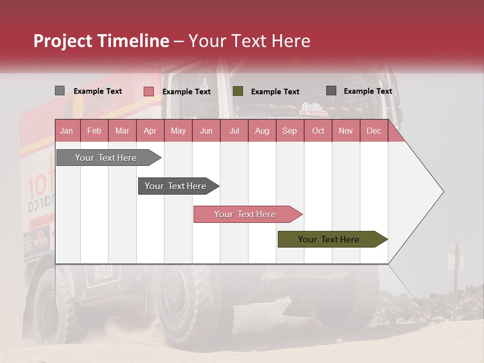 A Large Truck Driving Down A Sandy Road PowerPoint Template