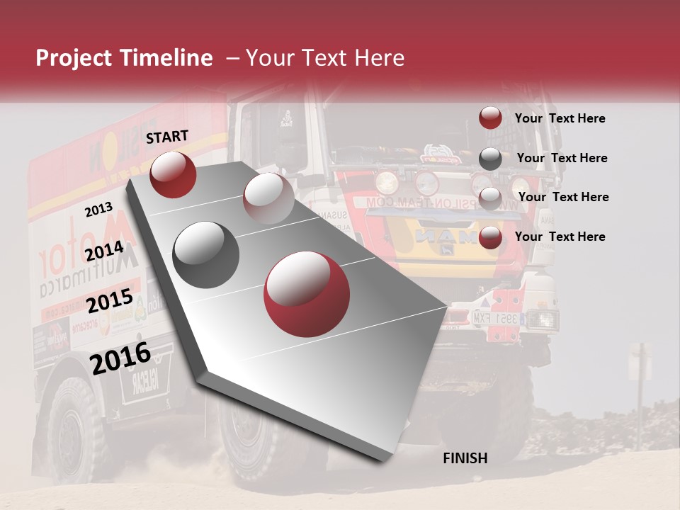 A Large Truck Driving Down A Sandy Road PowerPoint Template