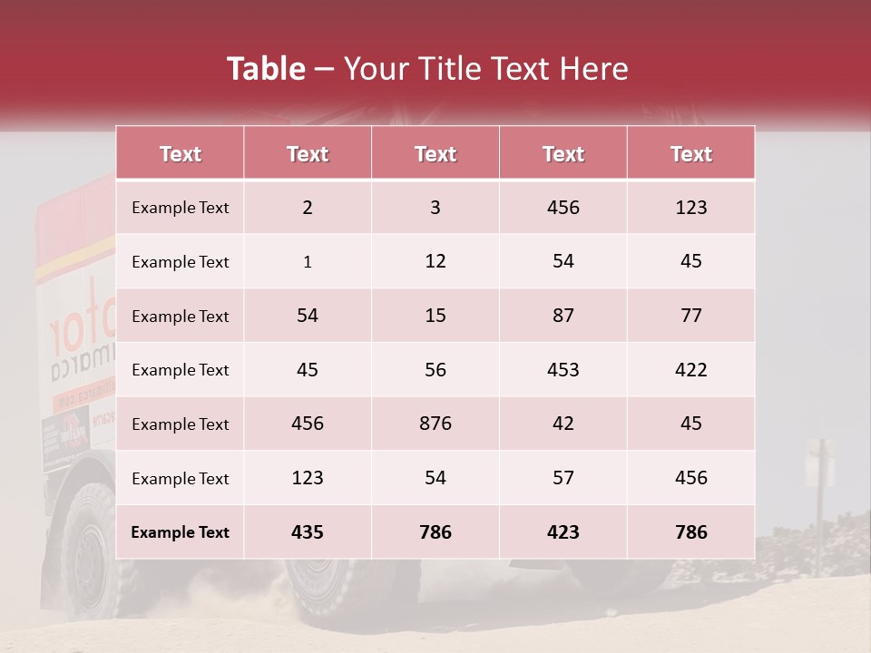 A Large Truck Driving Down A Sandy Road PowerPoint Template