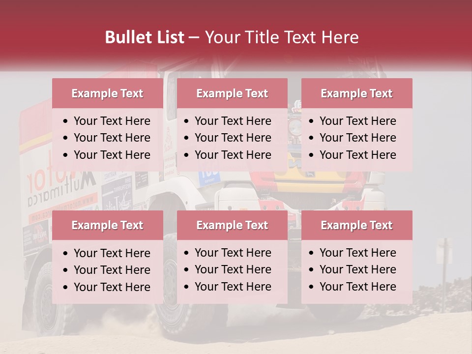 A Large Truck Driving Down A Sandy Road PowerPoint Template