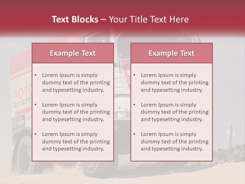 A Large Truck Driving Down A Sandy Road PowerPoint Template
