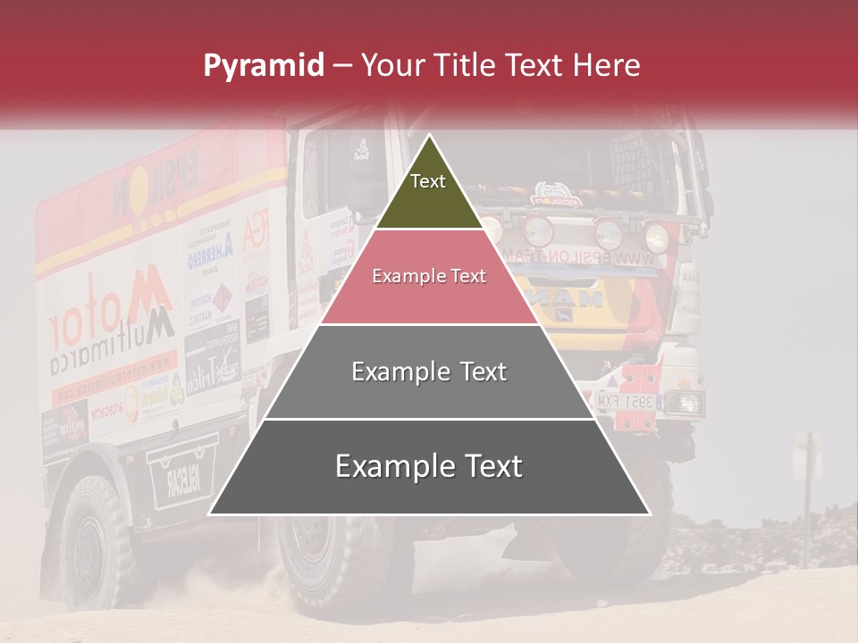A Large Truck Driving Down A Sandy Road PowerPoint Template