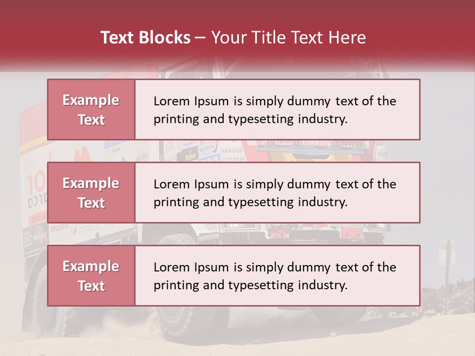 A Large Truck Driving Down A Sandy Road PowerPoint Template