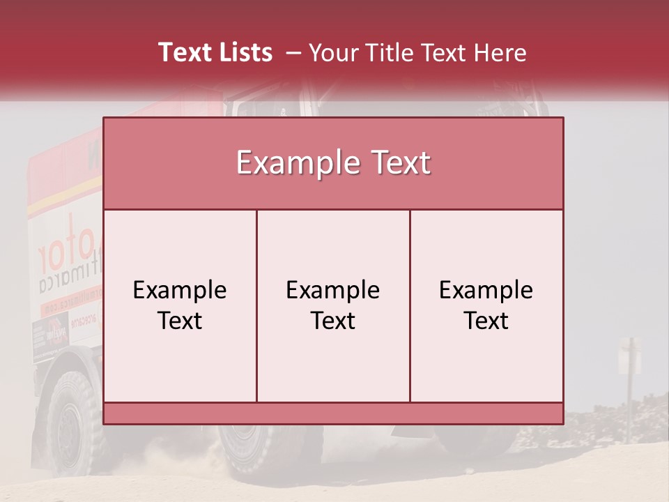 A Large Truck Driving Down A Sandy Road PowerPoint Template