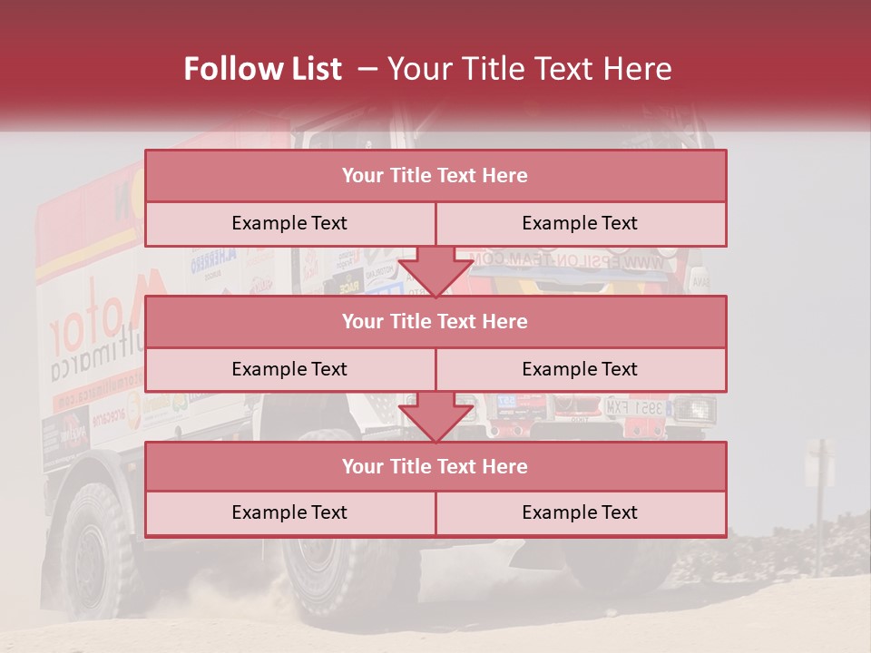 A Large Truck Driving Down A Sandy Road PowerPoint Template
