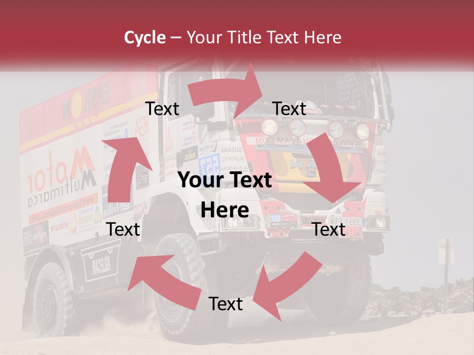 A Large Truck Driving Down A Sandy Road PowerPoint Template