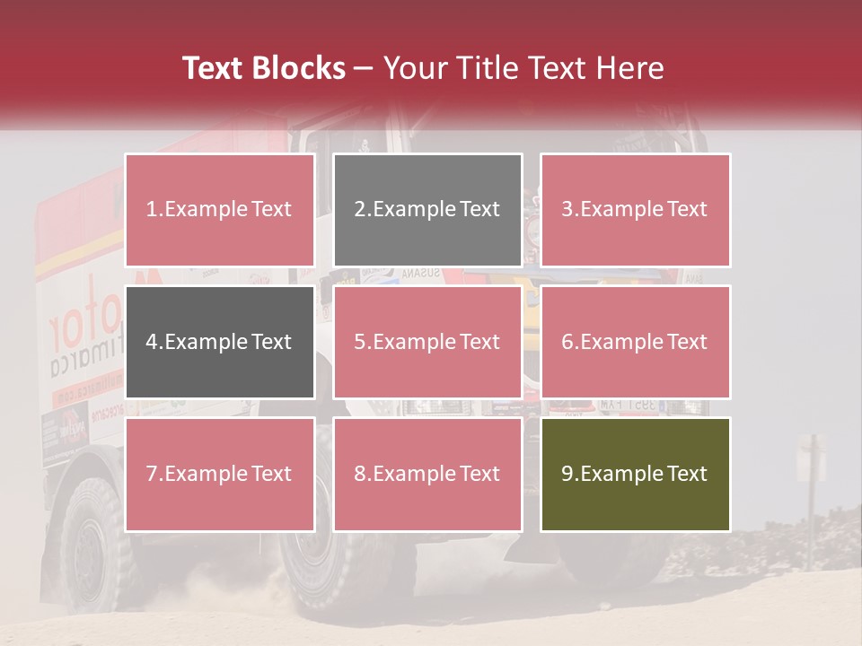 A Large Truck Driving Down A Sandy Road PowerPoint Template