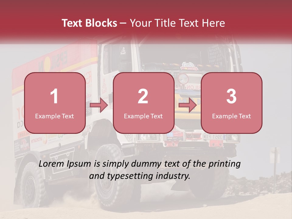 A Large Truck Driving Down A Sandy Road PowerPoint Template