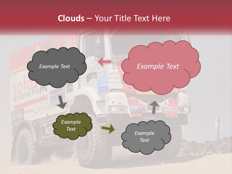 A Large Truck Driving Down A Sandy Road PowerPoint Template