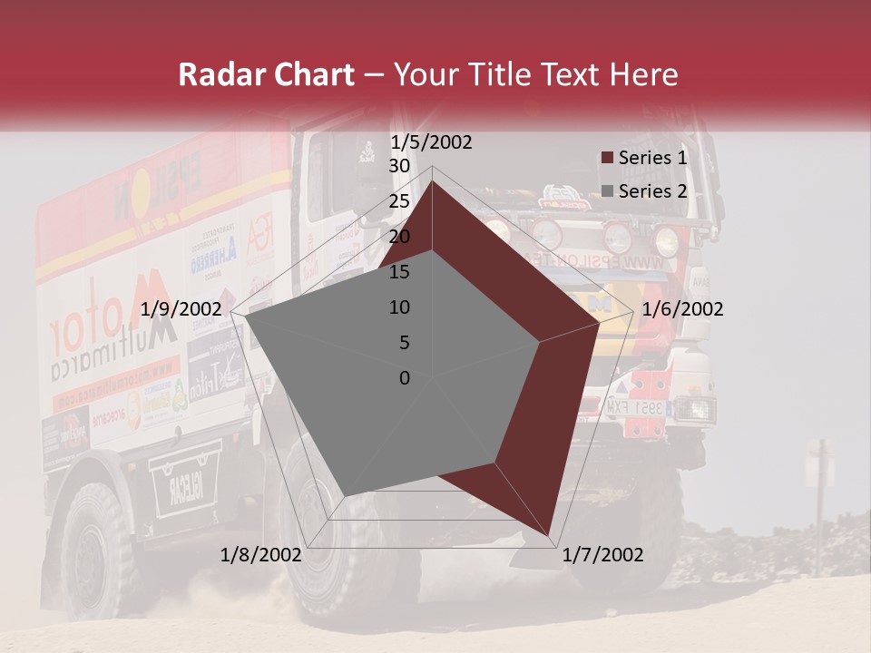 A Large Truck Driving Down A Sandy Road PowerPoint Template