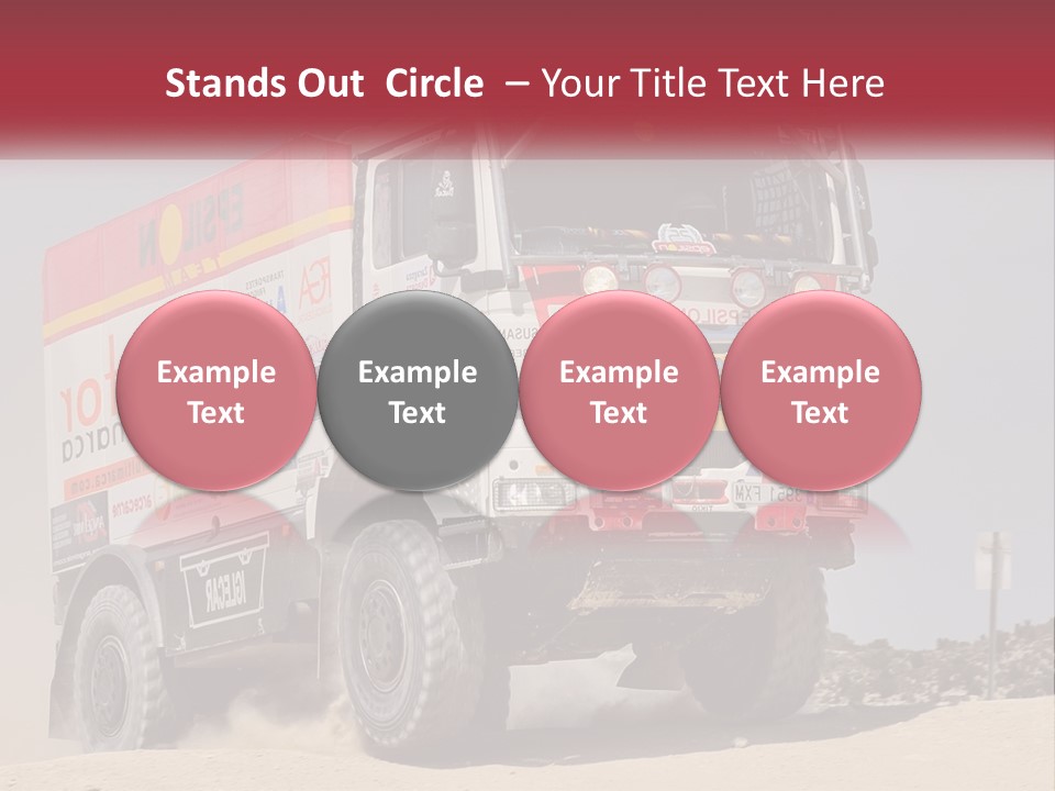 A Large Truck Driving Down A Sandy Road PowerPoint Template