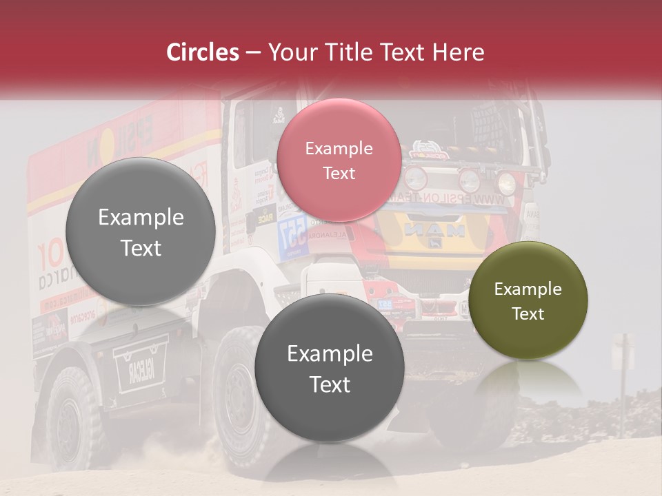 A Large Truck Driving Down A Sandy Road PowerPoint Template