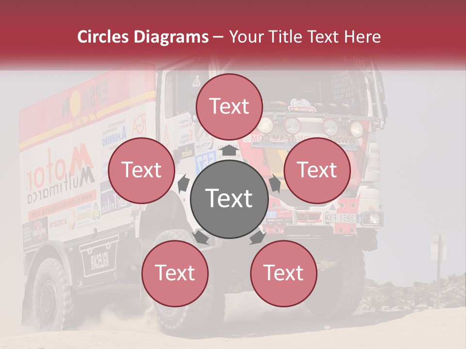 A Large Truck Driving Down A Sandy Road PowerPoint Template