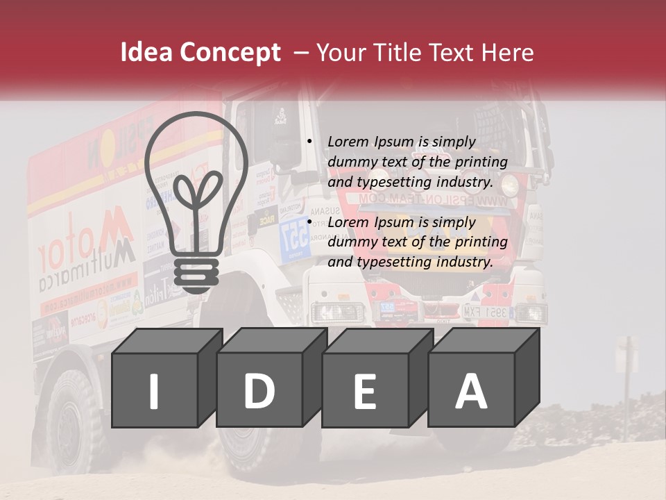 A Large Truck Driving Down A Sandy Road PowerPoint Template