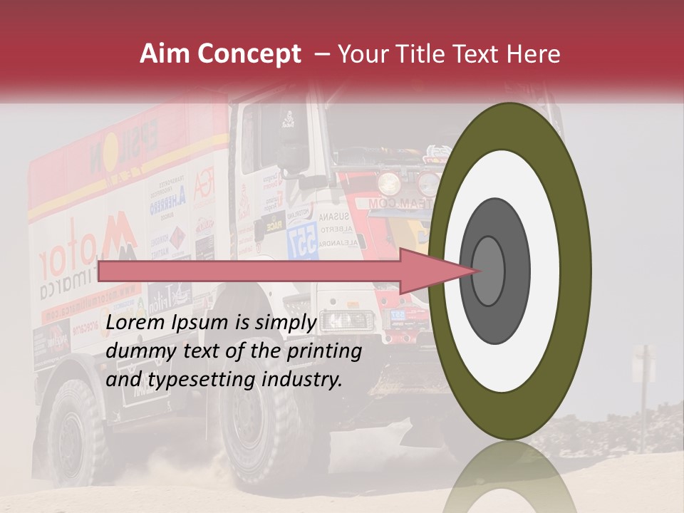 A Large Truck Driving Down A Sandy Road PowerPoint Template