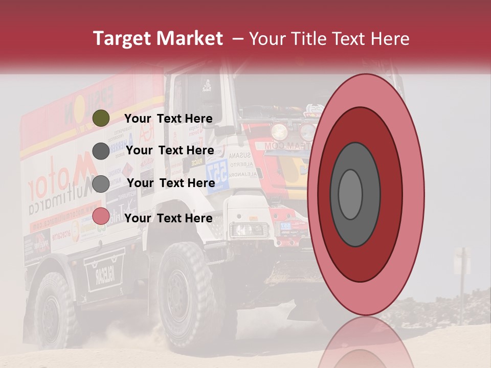 A Large Truck Driving Down A Sandy Road PowerPoint Template