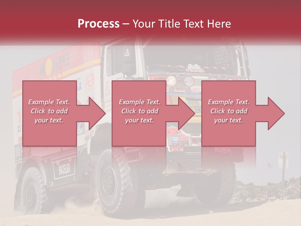 A Large Truck Driving Down A Sandy Road PowerPoint Template