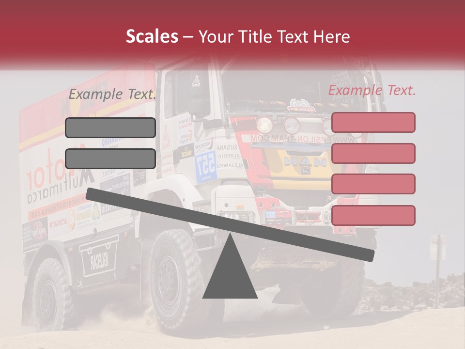 A Large Truck Driving Down A Sandy Road PowerPoint Template