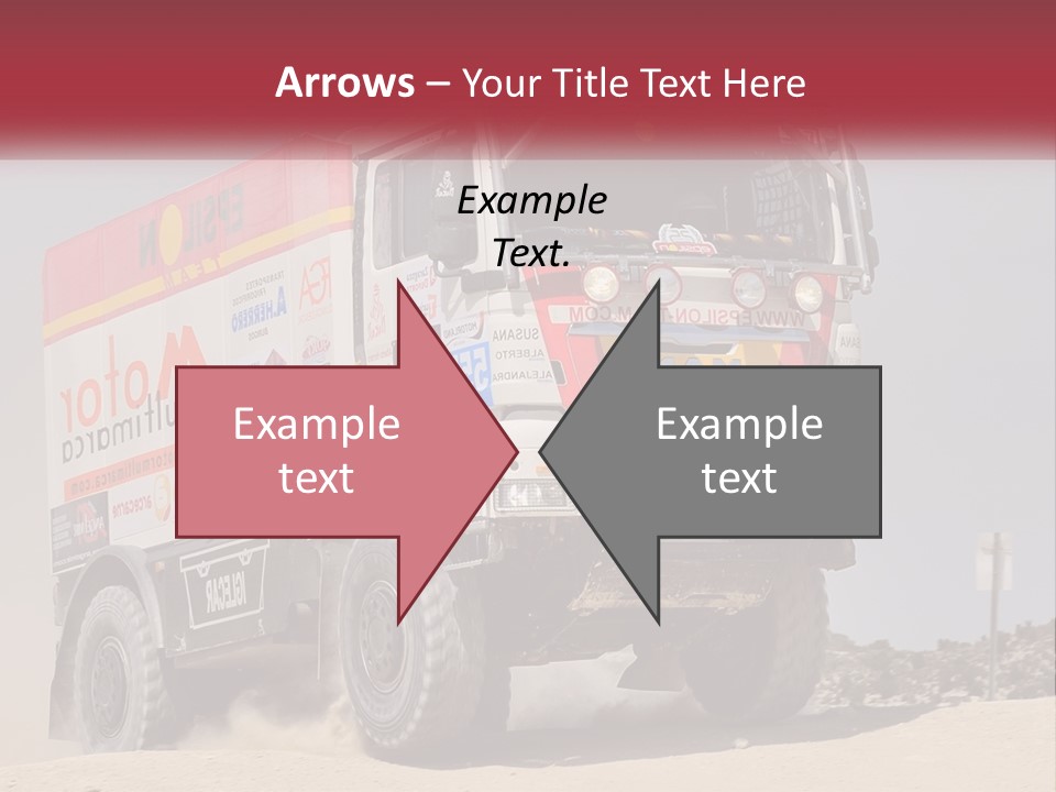 A Large Truck Driving Down A Sandy Road PowerPoint Template