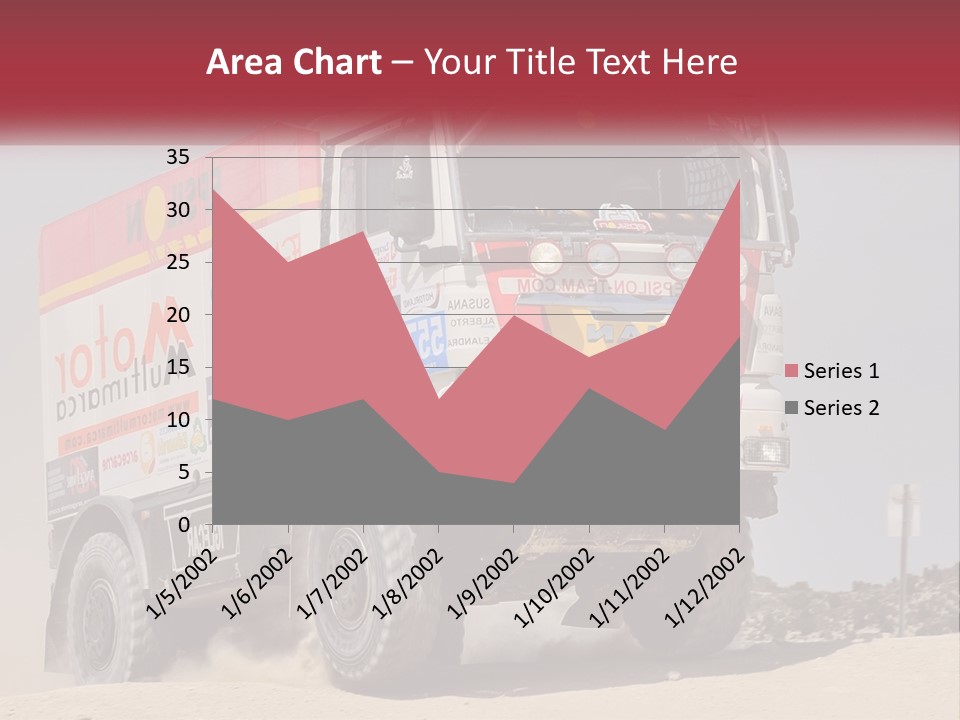A Large Truck Driving Down A Sandy Road PowerPoint Template