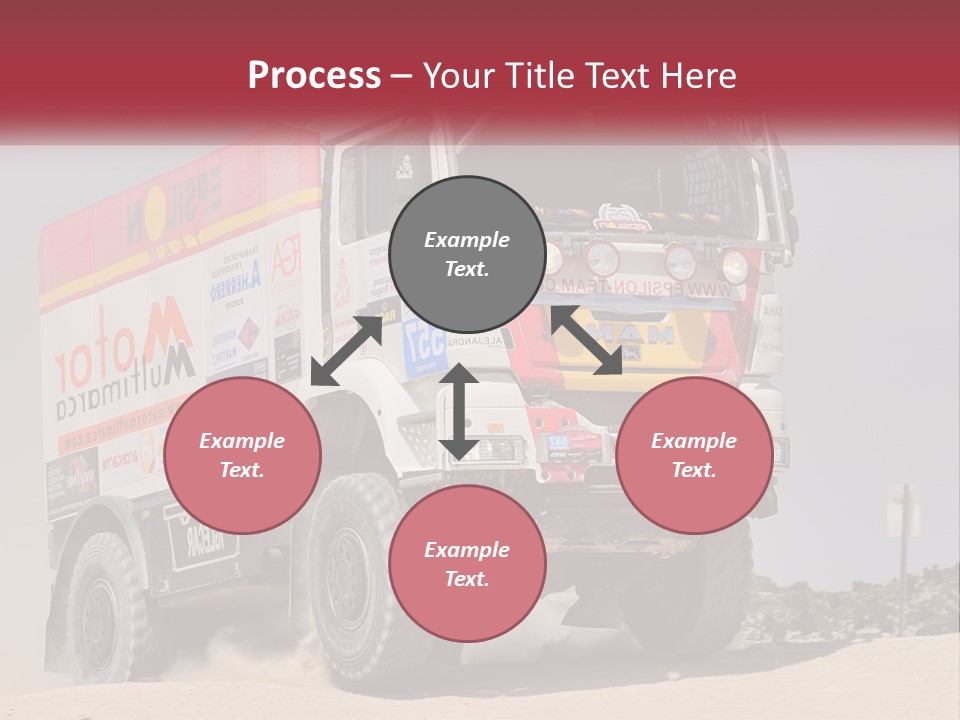 A Large Truck Driving Down A Sandy Road PowerPoint Template