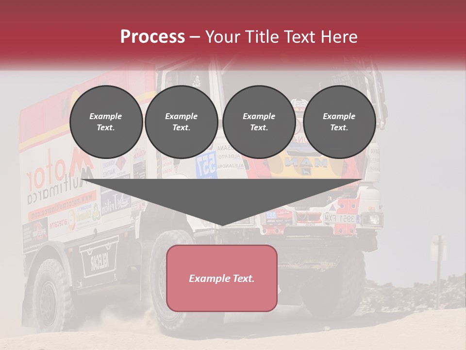 A Large Truck Driving Down A Sandy Road PowerPoint Template