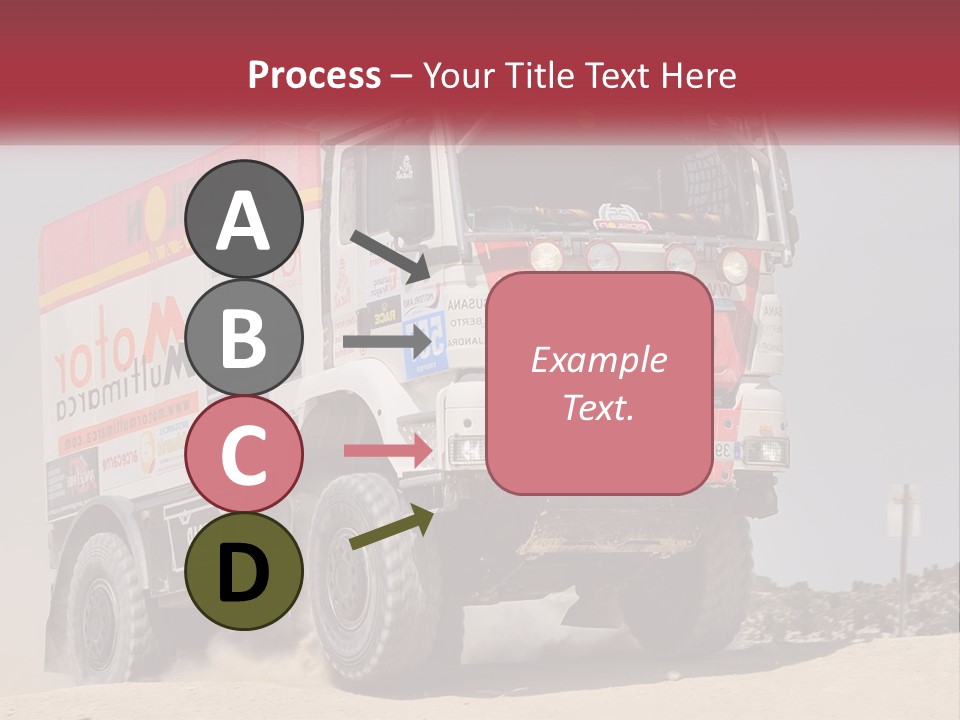 A Large Truck Driving Down A Sandy Road PowerPoint Template